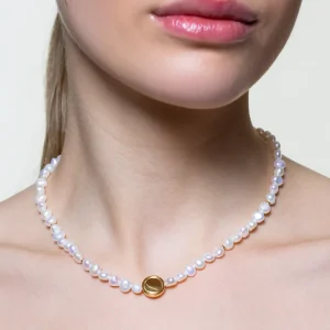 XENOX Halsketten^BEACH Halskette 925/- Sterlingsilber mit Süßwasserperlen, 18k Vergoldung goldfarben