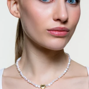 XENOX Halsketten^BEACH Halskette 925/- Sterlingsilber mit Süßwasserperlen, 18k Vergoldung goldfarben