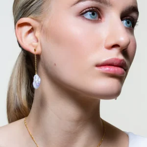 XENOX Ohrringe^BEACH Ohrringe 925/- Sterlingsilber mit Süßwasserperlen, 18k Vergoldung goldfarben