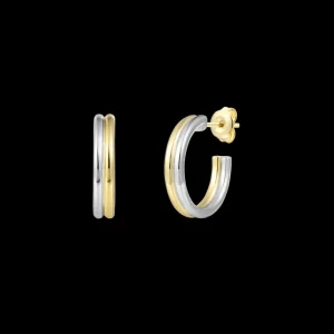 XENOX Ohrringe^BICOLOR Creolen 925/- Sterlingsilber, 18k Vergoldung gold/silberfarben