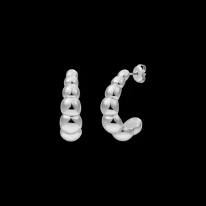 XENOX Ohrringe^BOLD BUBBLE Creolen aus Edelstahl, silberfarben beschichtet