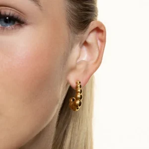 XENOX Ohrringe^BOLD BUBBLE Creolen aus Edelstahl, silberfarben beschichtet