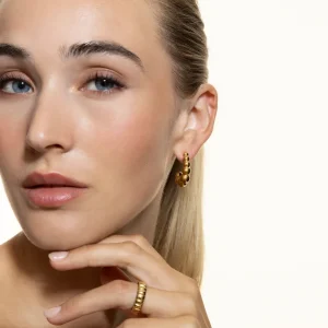 XENOX Ohrringe^BOLD BUBBLE Creolen aus Edelstahl, silberfarben beschichtet