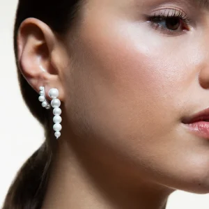 XENOX Ohrringe^BOLD PEARL Ohrringe 925/- Sterlingsilber, rhodiniert silberfarben