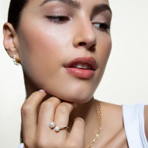 XENOX Ringe^BOLD PEARL Ring 925/- Sterlingsilber, rhodiniert