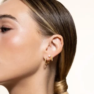 XENOX Ohrringe^BUBBLE PEARL MINI Creolen 925/- Sterlingsilber, 18k Vergoldung