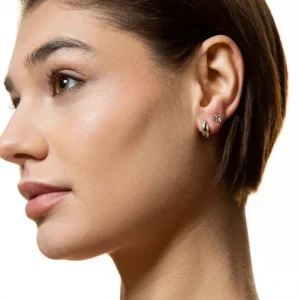 XENOX Echtgold | Ohrringe^FINE Bicolor Ohrringe, 14k Gelbgold gold/silberfarben