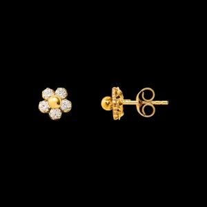 XENOX Echtgold | Ohrringe^FINE Blumen Ohrringe, 14k Gelbgold goldfarben