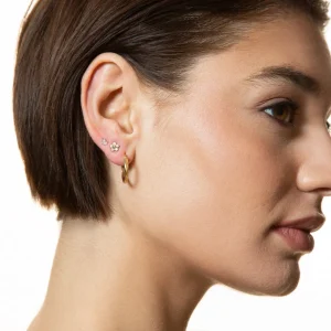 XENOX Echtgold | Ohrringe^FINE Blumen Ohrringe, 14k Gelbgold goldfarben