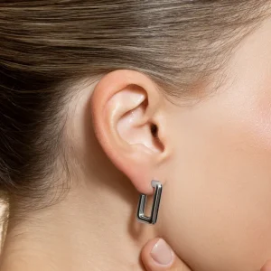 XENOX Ohrringe^FRAME Creolen aus Edelstahl, silberfarben beschichtet