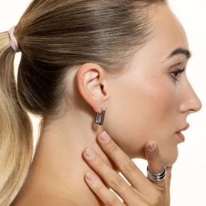 XENOX Ohrringe^FRAME Creolen aus Edelstahl, silberfarben beschichtet