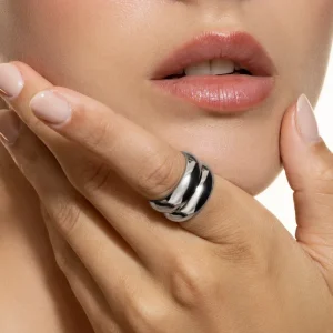 XENOX Ringe^FRAME DUO Ring aus Edelstahl, silberfarben beschichtet