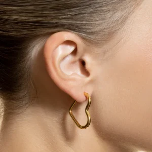 XENOX Ohrringe^HEART MAXI Creolen aus Edelstahl, silberfarben beschichtet