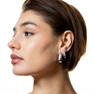 XENOX Ohrringe^MINI DROP Ohrringe aus Edelstahl, silberfarben beschichtet