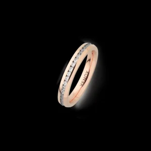 XENOX Partnerringe | Ringe^Partnerring aus Edelstahl mit Zirkonia-Steinen roséfarben