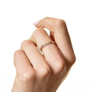 XENOX Partnerringe | Ringe^Partnerring aus Edelstahl mit Zirkonia-Steinen roséfarben