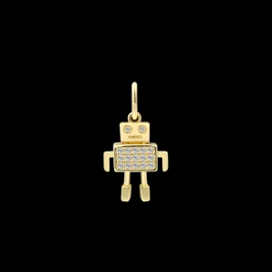 XENOX Charms^ROBOTER Charm 925/- Sterlingsilber, 18k Vergoldung