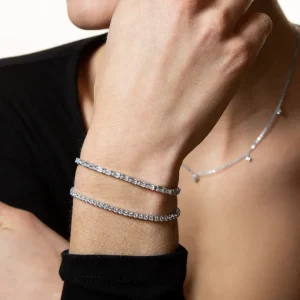 XENOX Armbänder^TENNISARMBAND 925/- Sterlingsilber mit Zirkonia-Steinen, rhodiniert silberfarben