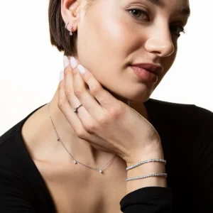 XENOX Armbänder^TENNISARMBAND 925/- Sterlingsilber mit Zirkonia-Steinen, rhodiniert silberfarben