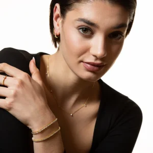 XENOX Armbänder^TENNISARMBAND 925/- Sterlingsilber mit Zirkonia-Steinen, 18k Vergoldung goldfarben