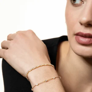 XENOX Armbänder^TENNISARMBAND 925/- Sterlingsilber mit Zirkonia-Steinen, 18k Vergoldung goldfarben