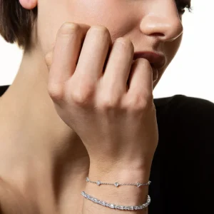 XENOX Armbänder^TENNISARMBAND 925/- Sterlingsilber mit Zirkonia-Steinen, rhodiniert silberfarben